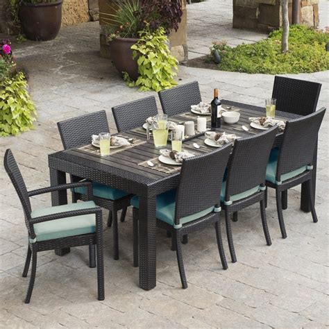 Shop Rst Brands Deco 9 Piece Brown Wood Frame Wicker Patio Dining Set