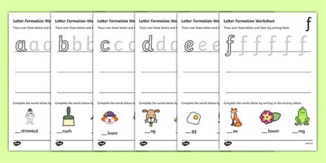 letter formation worksheets