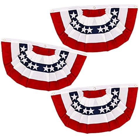 Amenon 3 Pack American Flag Bunting Large Pleated Fan 15x28 Ft