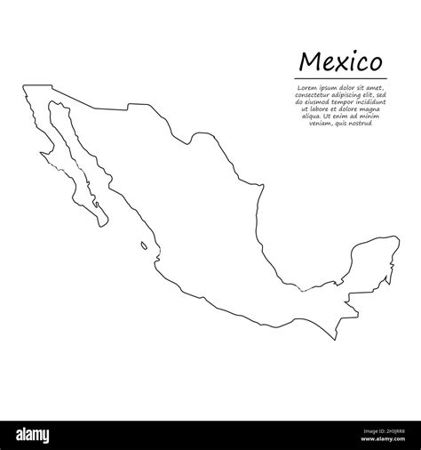 Mapa De Contorno Sencillo De México Silueta Vectorial En Estilo De