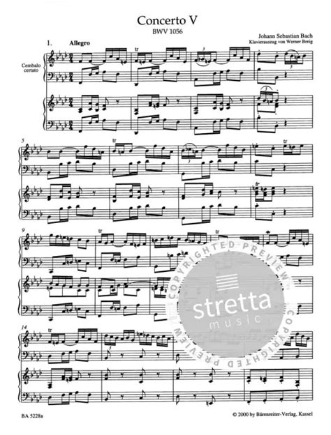 Concerto Nr V F Moll Bwv 1056 Von Johann Sebastian Bach Im Stretta Noten Shop Kaufen