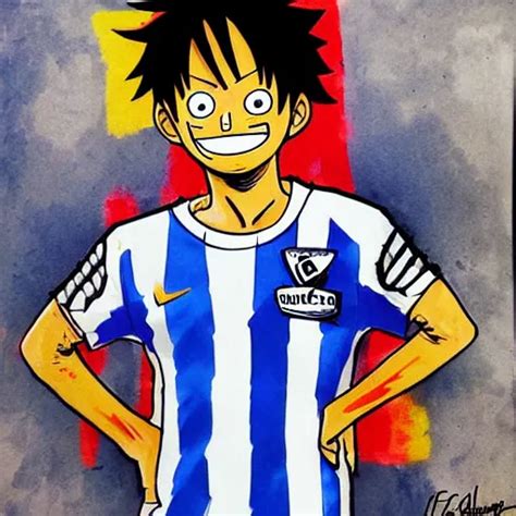 Portrait Of Luffy With A Marseille Football Shirt By Stable Diffusion