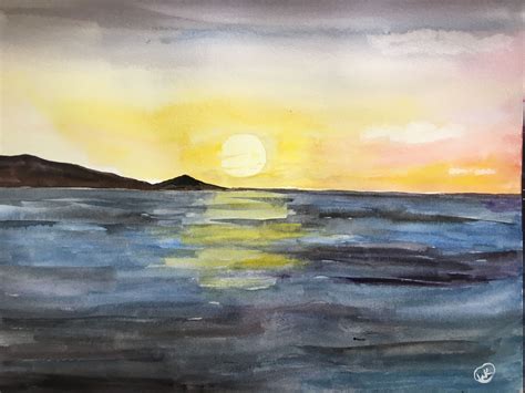 Sunset Watercolor Coucher De Soleil Aquarelle Facile Dessin