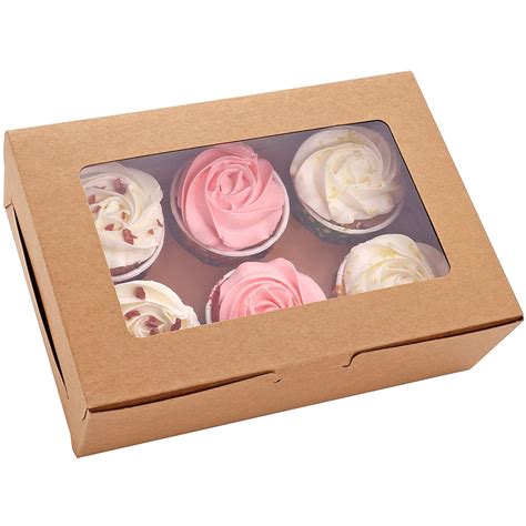 30 Cajas Para Cupcakes Con Inserciones Y Ventana Capacidad De 6