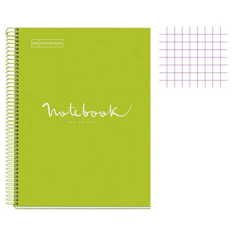 Cahier A Spirales Couverture Carton Vert Citron Pages Petits Carreaux Miquelrius Surdiscount