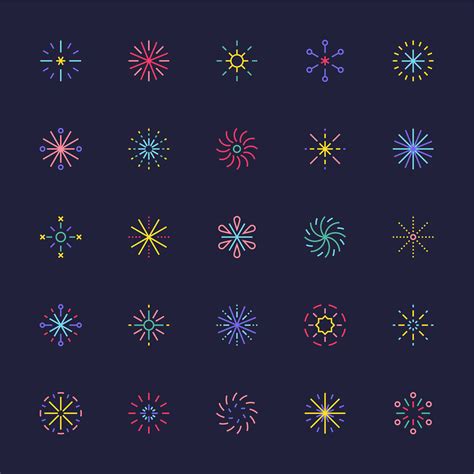 Fireworks Icon Collection Set Of Various Patterns 683477 Vector Art At