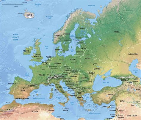 Shaded Relief Map Of Europe Europe Map Relief Map Political Map