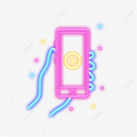 Neon Mobile Phone Png Transparent Hand Drawn Neon Mobile Phone Social
