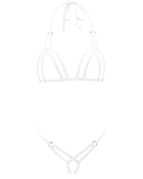 Sherrylo White Extreme Micro Bikini G String Mini Crotchless Bikinis Sherrylo Swimwear