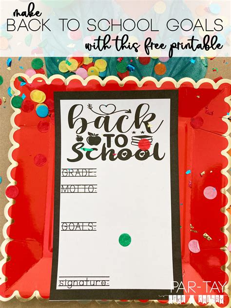 Back To School Goals Printable Party Like A Cherry