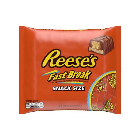 reese s snack size fast break peanut butter and nougut milk chocolate candy bars 10 1 oz