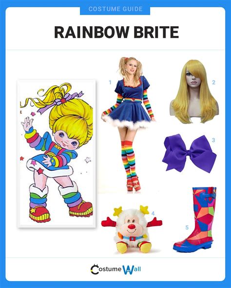 The Costume Guide For Rainbow Brite Is Shown In Blue And White With An