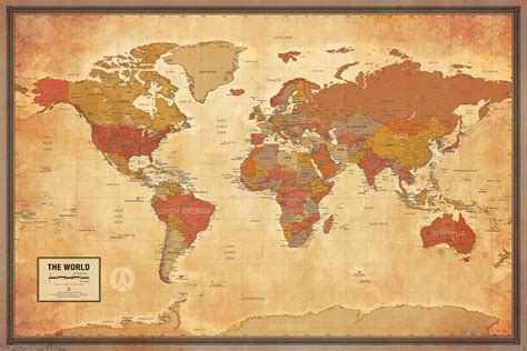 Amazon Com X World Wall Map By Smithsonian Journeys Tan Oceans