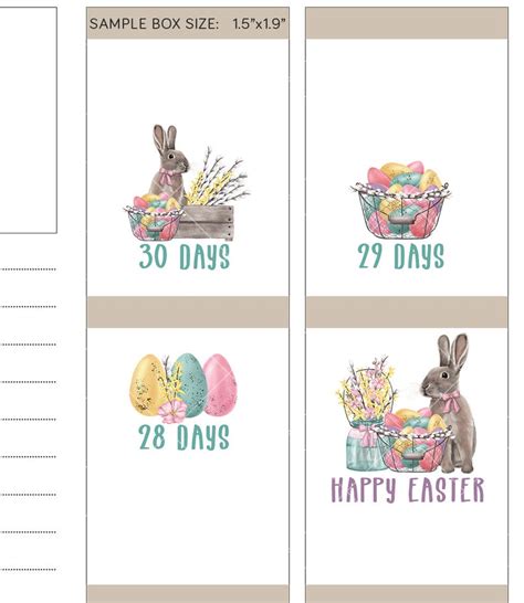 Printable Easter Countdown Stickers Easter Planner Countdown Etsy