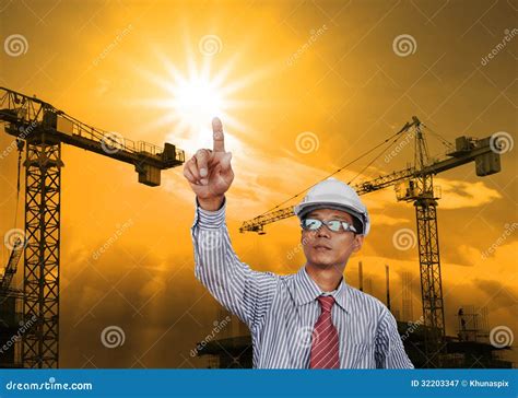 Engineering Man Working In Construction Site Stock Image Image Of