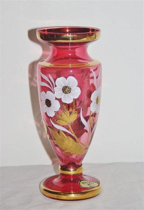 Crystalex Of Czechoslovakia Vintage Bohemia Cranberry Glass Etsy Cranberry Glass Vase