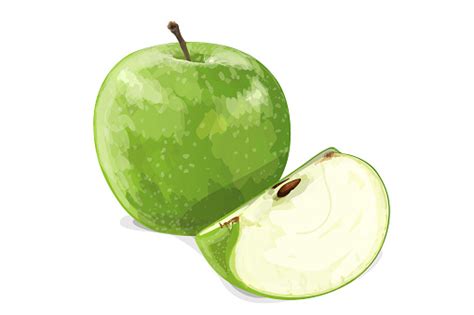 Pomme Verte Avec La Tranche Disolement Sur Le Fond Blanc Illustration