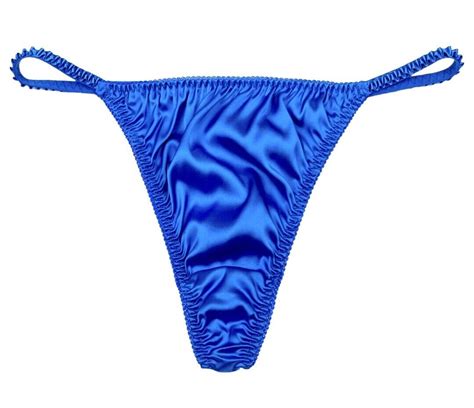 satin string bikini and thong royal blue l gem
