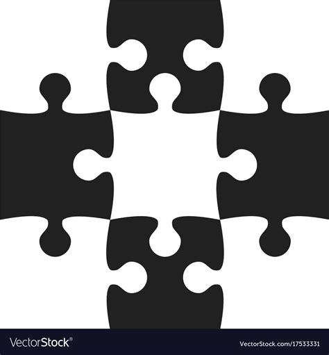 Black White Puzzle Pieces Jigsaw Royalty Free Vector Image