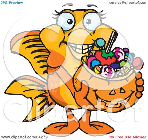 Royalty Free Rf Clipart Illustration Of A Trick Or Treating Goldfish