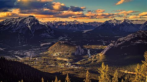 Banff Manzara Dağlar Doğa Panorama Güneş ışığı Gün Batımı Vadi