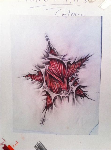 Flesh Star Torn Skin Muscle Tattoo Design By Calebslabzzzgraham On