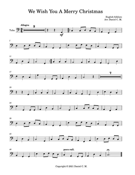 We Wish You A Merry Christmas For Tuba And Piano Easy Sheet Music