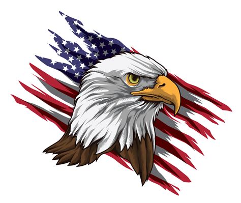 Majestic Bald Eagle Head With American Flag Art Print