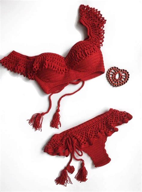 Crochet Swimsuit Sunset Queen Swimwear 2 Push Up Etsy Push Up Bikini