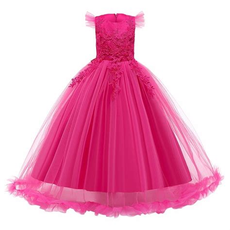 Owlfay Girls Flower Party Dress Flower Lace Embroidered Princess