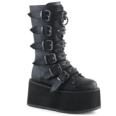 demonia damned 225 boots black vegan leather goth mall