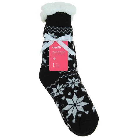 Tru Fit Womens Warm Knit Sock With Sherpa Lining And Grip Bottom With Images Warm Knits
