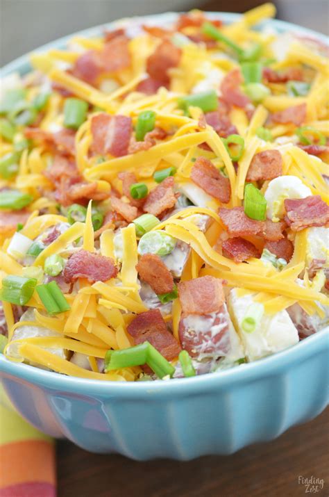 Our potato salad recipe airs on the classic, more traditional side, but we do have a for the salad dressing, we use mayonnaise and sour cream. Loaded Red Potato Salad Recipe - Finding Zest