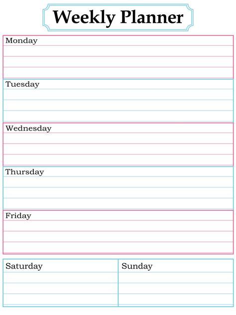 Free Printable Weekly Calendars Calendar Printable Free