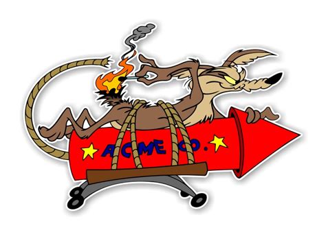 Wile E Coyote Launching Acme Rocket Precision Cut Decal Sticker