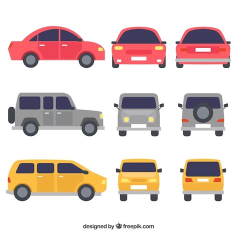 Colorful Variety Of Flat Cars Vector Free Download