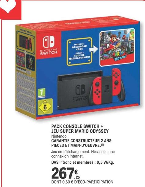 Promo Pack Console Switch Jeu Super Mario Odyssey Chez Eleclerc