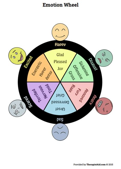 Wheel Of Emotions Children Worksheet Therapist Aid Emotions