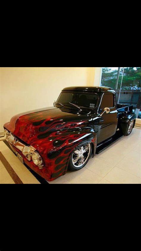 54 Ford Custom Paint Hot Rod Trucks Cool Trucks Cool Cars Ford