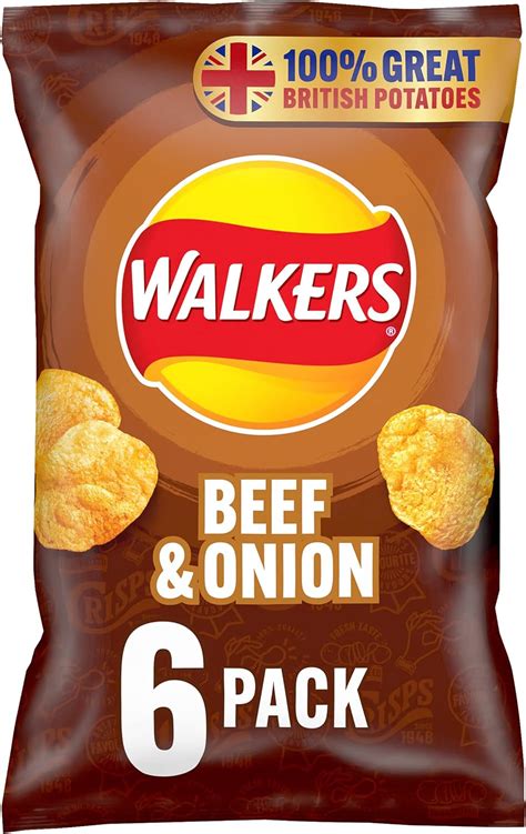Walkers Beef And Onion Crisps 25 G Pack Of 6 Uk Grocery