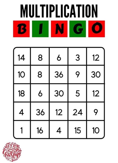 Christmas Multiplication Bingo Hess Unacademy
