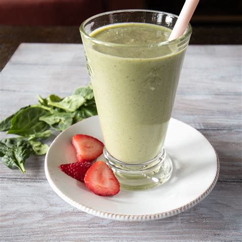 Spinach Smoothie With Strawberries The Wimpy Vegetarian
