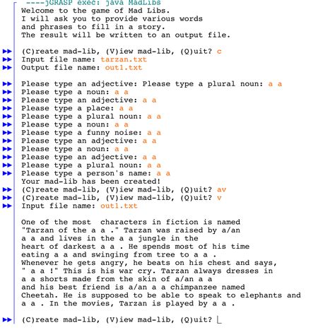 Solved Here Is My Output For A Program That Creates A New Mad Lib