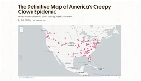 Atlas Obscuras Definitive Map Of Clown Sightings In The United States