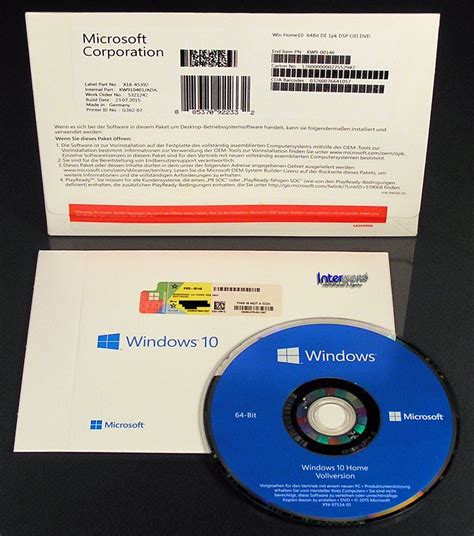 Microsoft Windows 10 Home Vollversion Sb 64 Bit Hologramm Dvd Deutsch