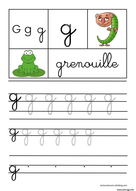 Coloriage Lettre G Pour Grenouille Ecriture Cursive Gs JeColorie Com