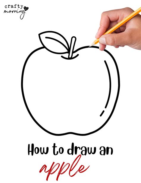 Easy Apple Drawing Step By Step Printable Crafty Morning