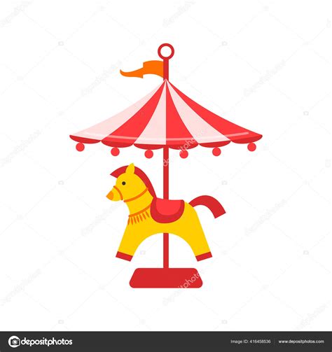 Premium Vector | Carnival with merry go round and ribbon decoration