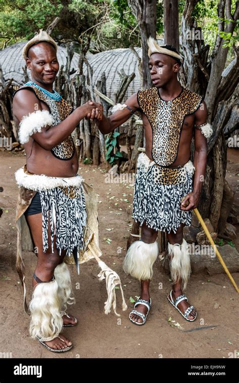 African Man In Traditional Dress At Lesedi Cultural Village Stock Photo
