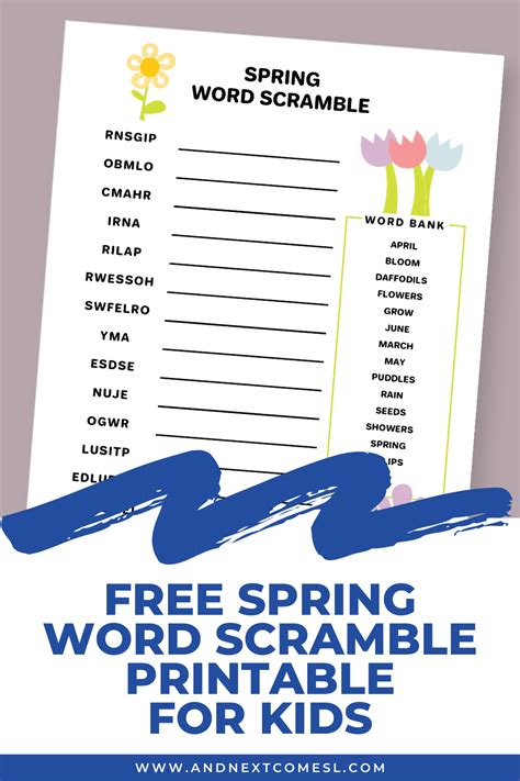 Free Spring Word Scramble Printable For Kids And Next Comes L